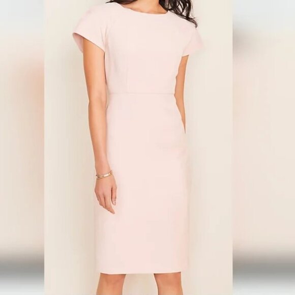 NWT Ann Taylor Doubleweave Sheath Dress, Pale Dusty Pink, Size 4 - Picture 1 of 10
